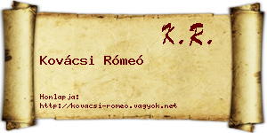 Kovácsi Rómeó névjegykártya